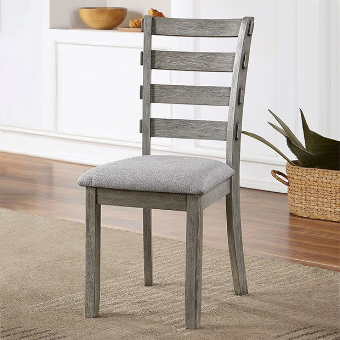 FOA Laquila Rustic Style Ladder Back Side Dining Chair