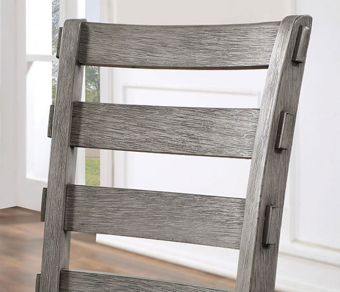 FOA Laquila Rustic Style Ladder Back Side Dining Chair