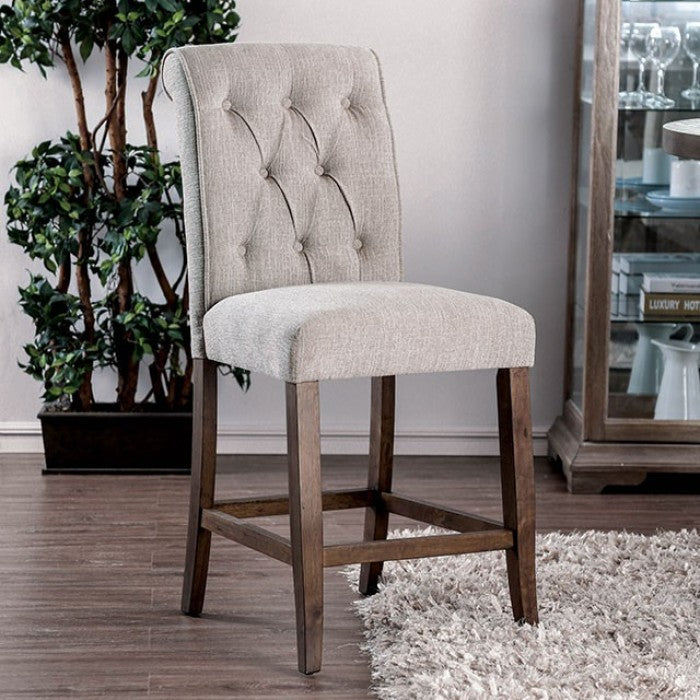 FOA Sania Rustic Chenille Fabric Counter Height Dining Chair - Set of 2