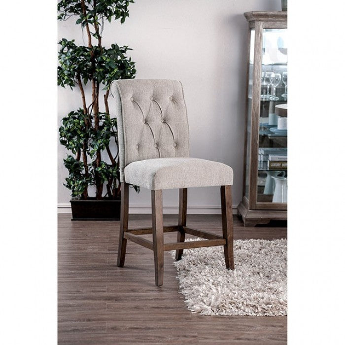 FOA Sania Rustic Chenille Fabric Counter Height Dining Chair - Set of 2