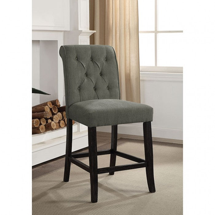 FOA Izzy Rustic Set of 2 Counter Height Dining Chair - Gray