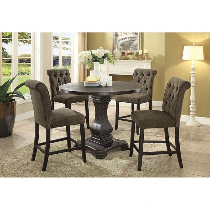 FOA Izzy Rustic Set of 2 Counter Height Dining Chair - Gray