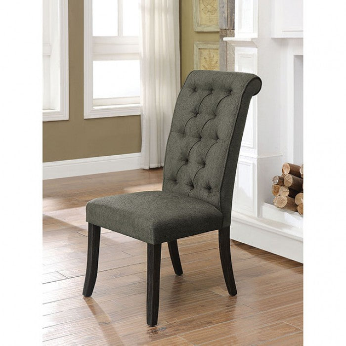 FOA Sania Rustic Antique Black Dining Side Chair - Set of 2