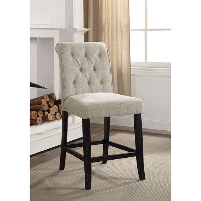 FOA Izzy Rustic Set of 2 Counter Height Dining Chair - Beige