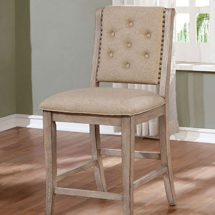 FOA Ledyard Rustic Padded Fabric Seat Counter Height Dining Chair