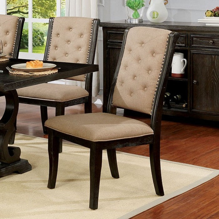 FOA Patience Rustic Button Tufted Set of 2 Dining Side Chair