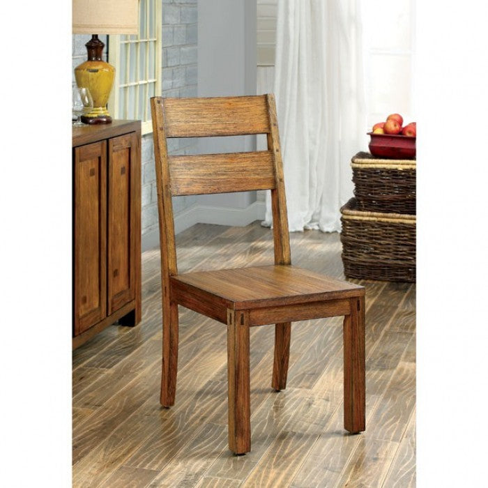 FOA Frontier Rustic Style Dark Oak Dining Side Chair - Set of 2