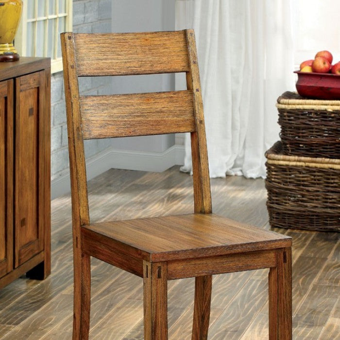 FOA Frontier Rustic Style Dark Oak Dining Side Chair - Set of 2