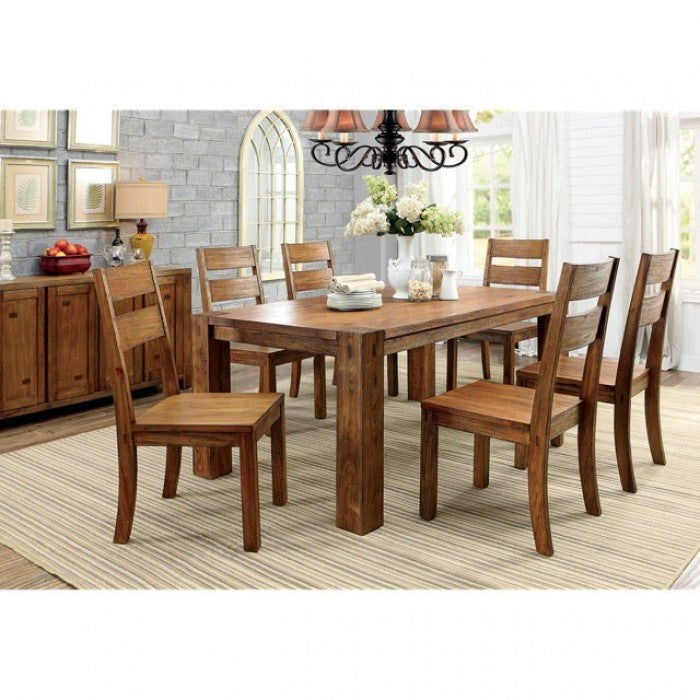 FOA Frontier Rustic Style Dark Oak Dining Side Chair - Set of 2