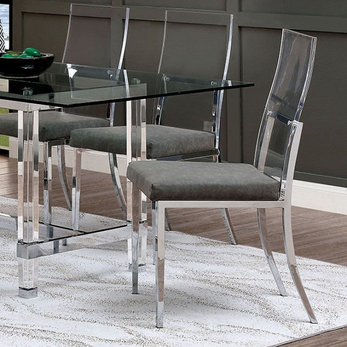 FOA Casper Contemporary Clear Acrylic Legs Set of 2 Dining Side Chair