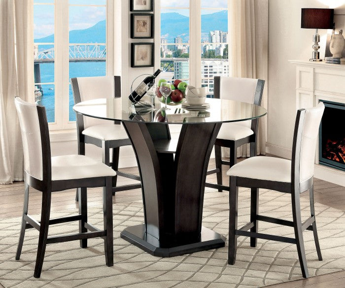 FOA Manhattan Contemporary Faux Leather Set of 2 Counter Height Dining Chair