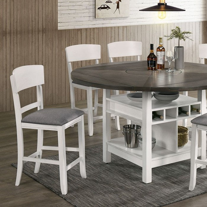 FOA Stacey Transitional White/Gray Counter Height Dining Chair - Set of 2