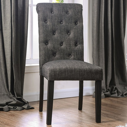 FOA Alfred Rustic Button Tufted Set of 2 Dining Side Chair - Gray