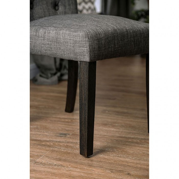 FOA Alfred Rustic Button Tufted Set of 2 Dining Side Chair - Gray