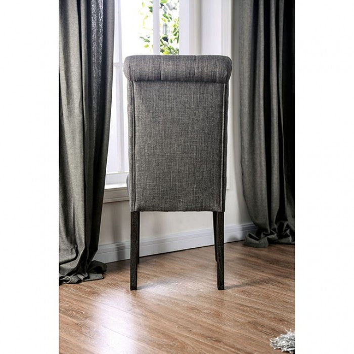 FOA Alfred Rustic Button Tufted Set of 2 Dining Side Chair - Gray