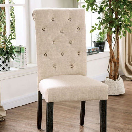 FOA Alfred Rustic Button Tufted Set of 2 Dining Side Chair - Ivory