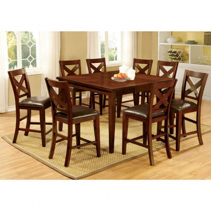 FOA Homedale Transitional Dark Cherry Counter Height Dining Chair - Set of 2