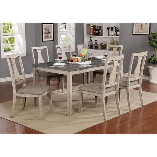 FOA Ann Rustic Two-tone Design 7-Piece Dining Set