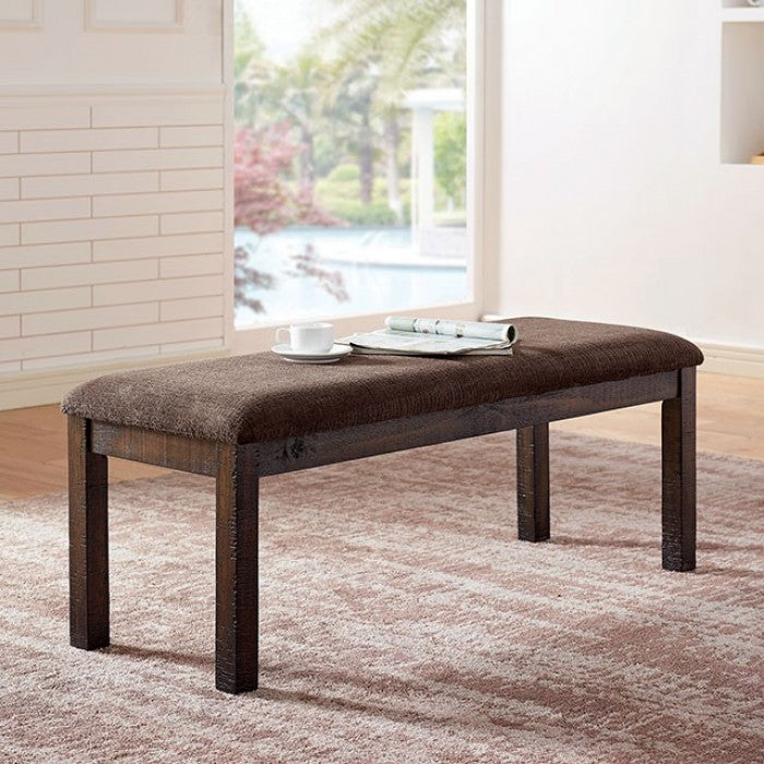 FOA Burton Rustic Dining Bench - Walnut/Ash Brown