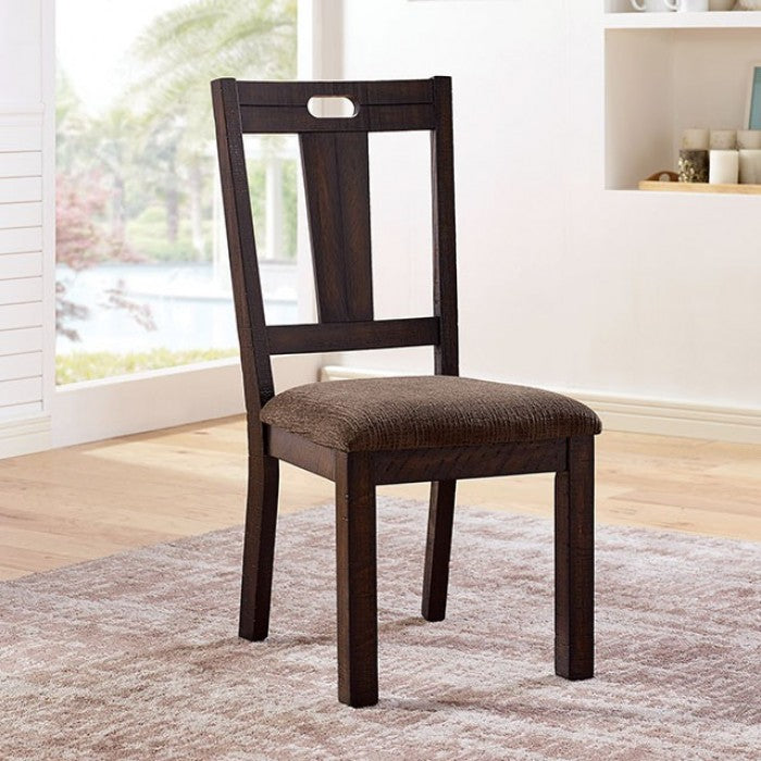 FOA Burton Rustic Walnut Wood Grain Finish Set of 2 Dining Side Chair