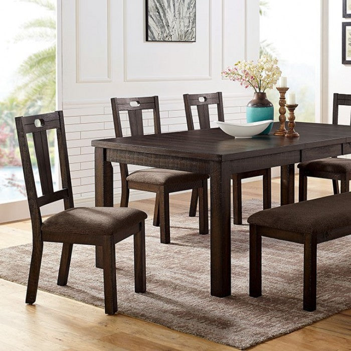 FOA Burton Rustic Walnut Wood Grain Finish Set of 2 Dining Side Chair