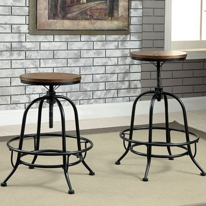 FOA Silvia Industrial Adjustable Swivel Barstool - Set of 2