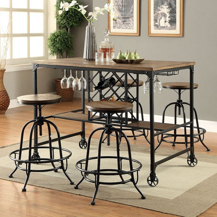 FOA Silvia Industrial Adjustable Swivel Barstool - Set of 2