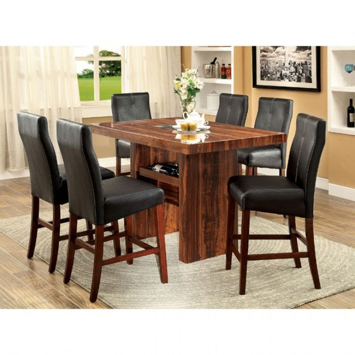 FOA Bonneville Transitional Brown Cherry Counter Height Dining Chair - Set of 2