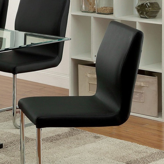 FOA Lodia Contemporary Faux Leather Set of 2 Dining Side Chair - Black