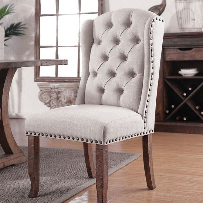 FOA Gianna Rustic Style Wingback Set of 2 Dining Side Chair