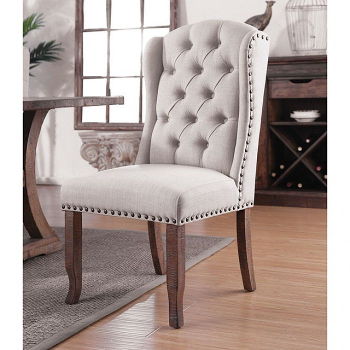 FOA Gianna Rustic Style Wingback Set of 2 Dining Side Chair