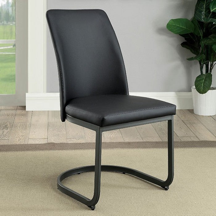 FOA Saskia Contemporary Faux Leather Set of 2 Dining Side Chair