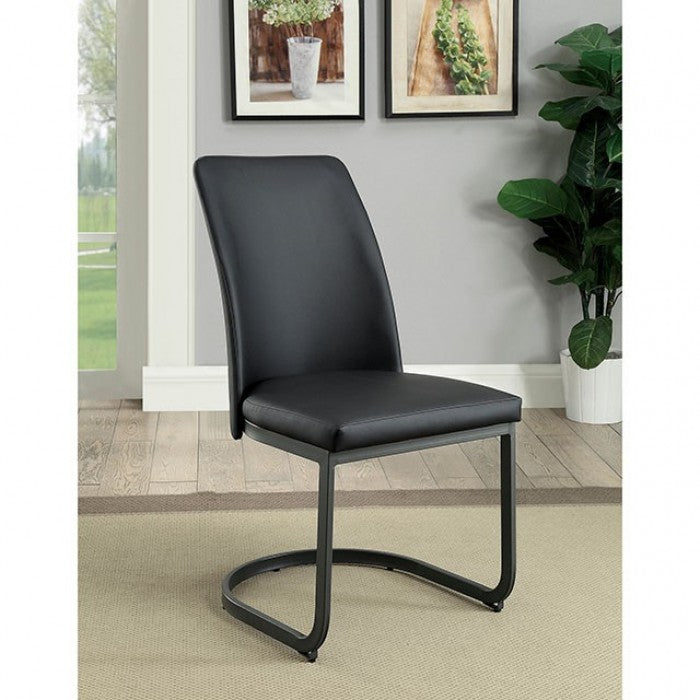 FOA Saskia Contemporary Faux Leather Set of 2 Dining Side Chair