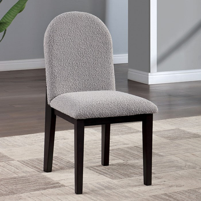 FOA Orland Contemporary Boucle Fabric Dining Side Chair - Dark Walnut/Gray