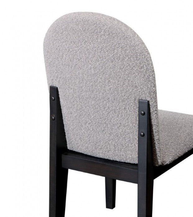 FOA Orland Contemporary Boucle Fabric Dining Side Chair - Dark Walnut/Gray