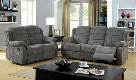 Millville Transitional Plush Grey Reclining Sofa & Loveseat Set