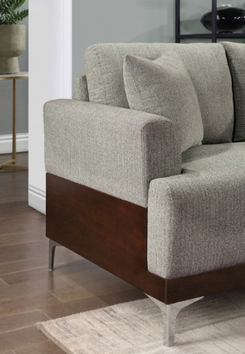 FOA Vallarta Contemporary Chenille Fabric Accent Chair - Gray/Walnut