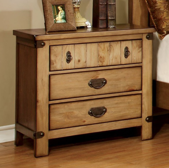 Pioneer Cottage Style King Bedroom Set in Weathered Elm