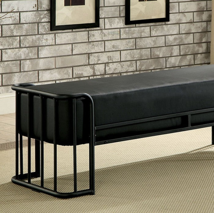 FOA Charla Industrial Black High Gloss Finish Bench