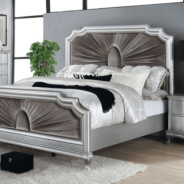 Aalok Glam Style Queen Bedroom Set - Warm Gray