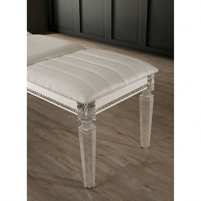 FOA Maddie Contemporary Princss Style Bench - Pearl White