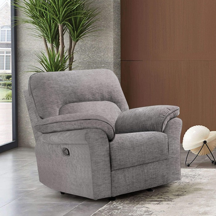 FOA Josias Transitional Fabric Blend Glider Recliner - Light Gray