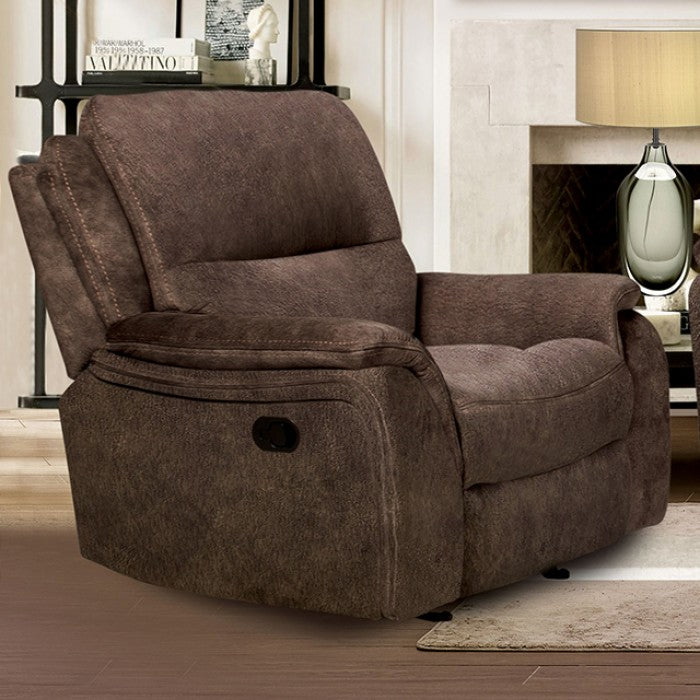 FOA Henricus Transitional Glider Recliner - Dark Brown