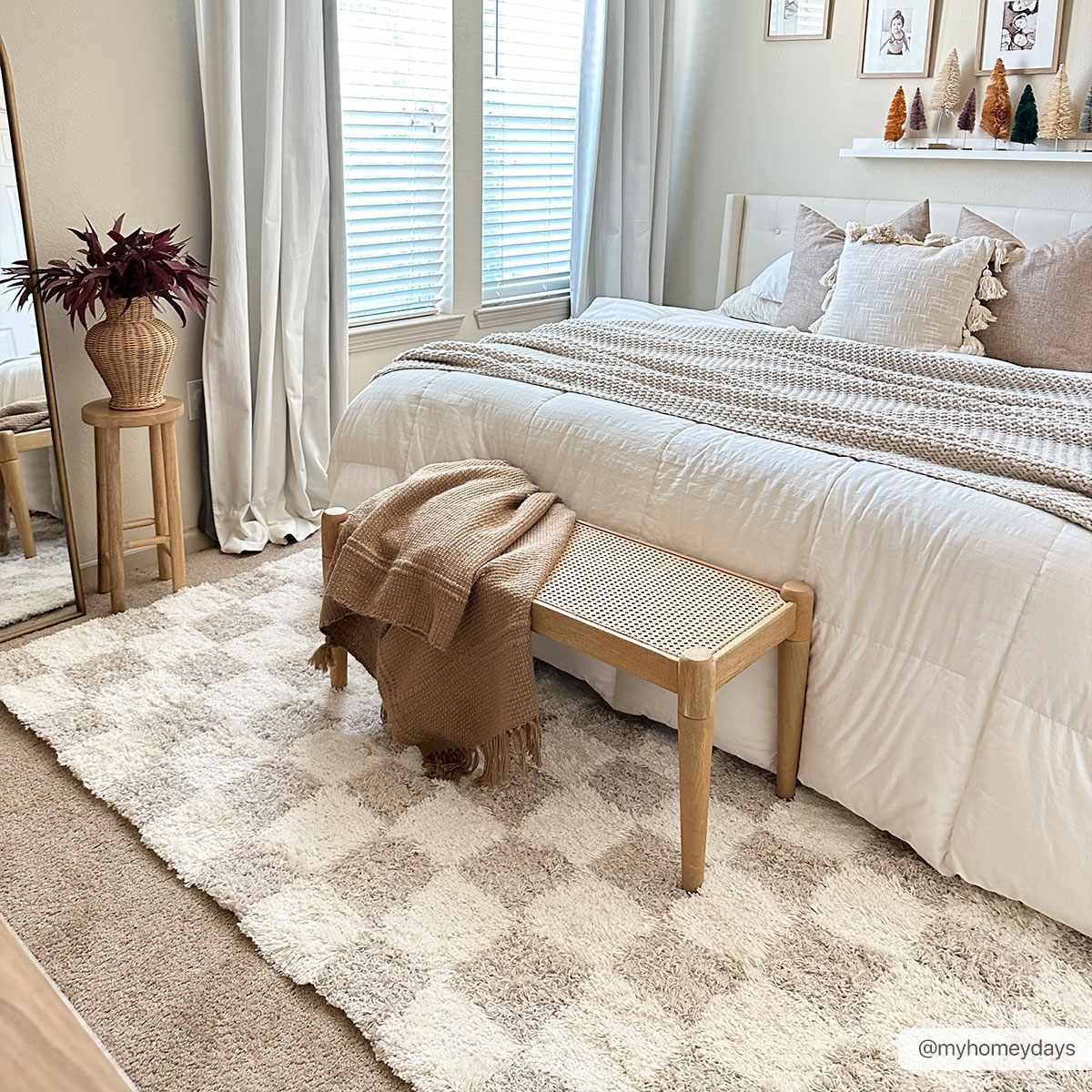 Atira Light Brown Checkered Area Rug