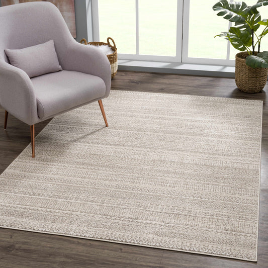 Nate Beige Tribal High Pile Carpet