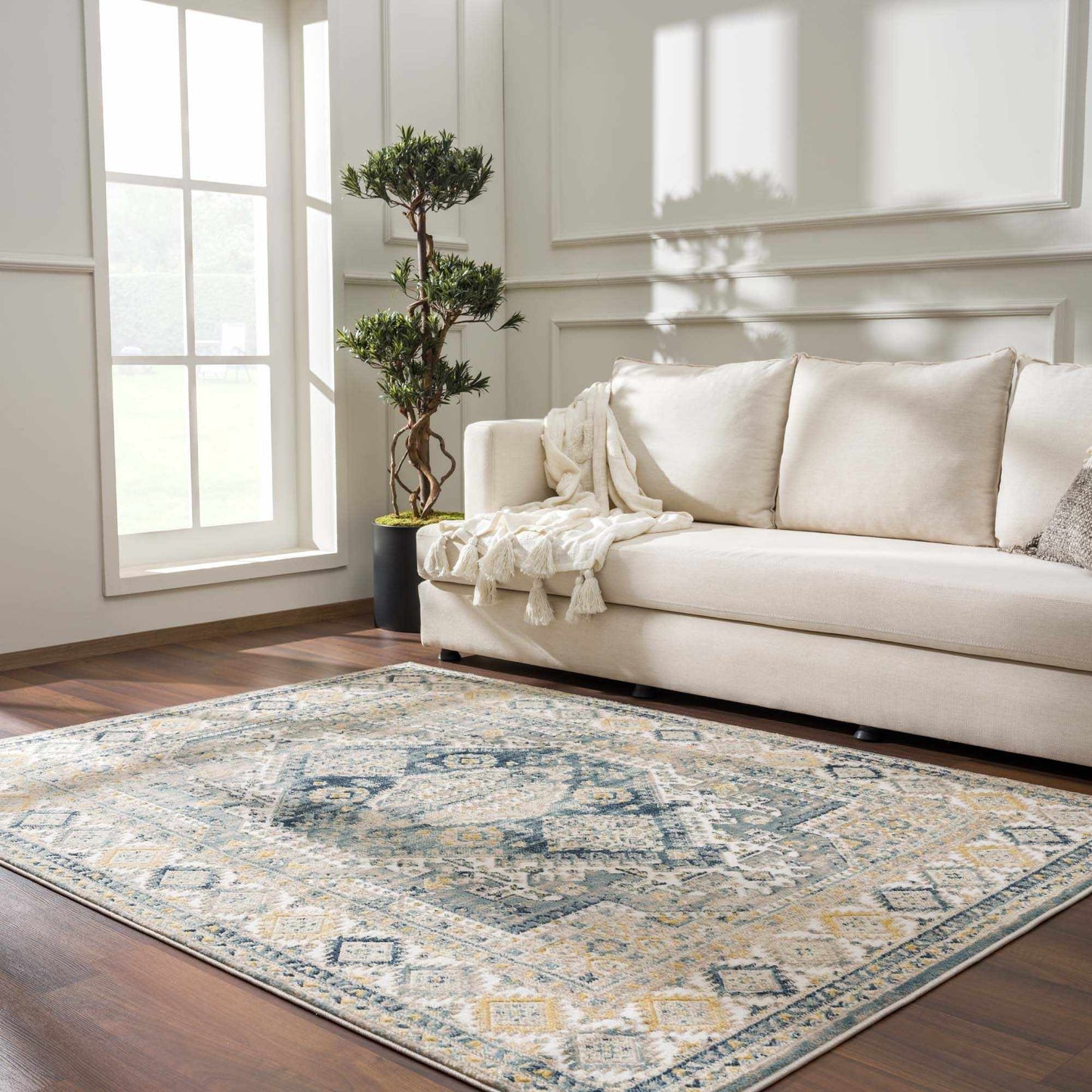 Brend Blue Medallion Area Rug