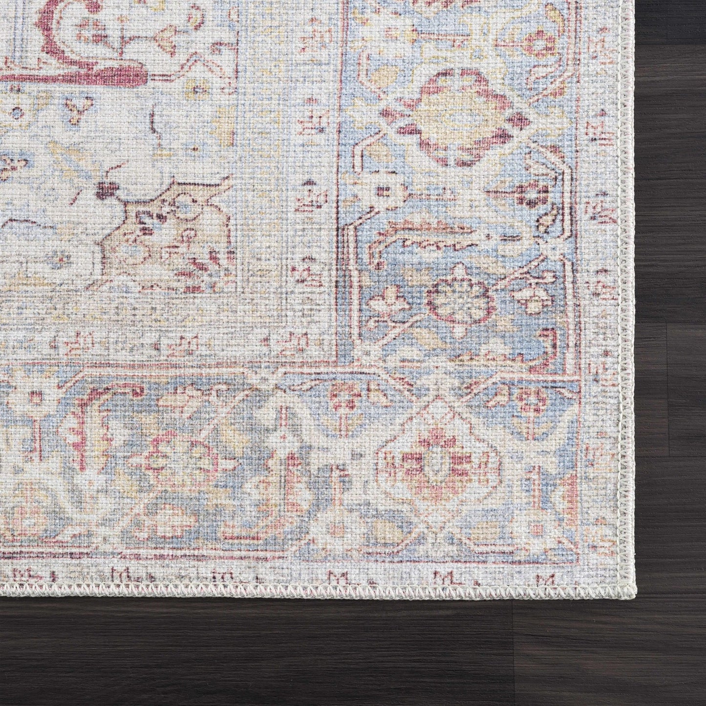 Cream Rust Leeston Vintage Washable Area Rug - Clearance