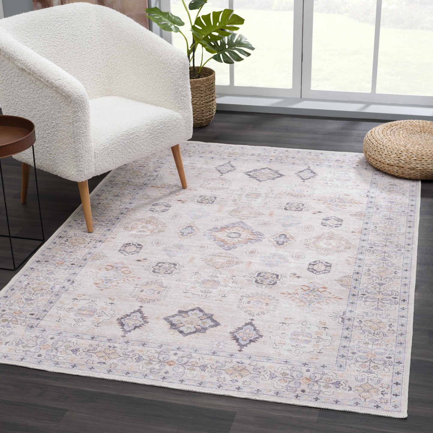 Beige Beckett Vintage Washable Area Rug - Clearance