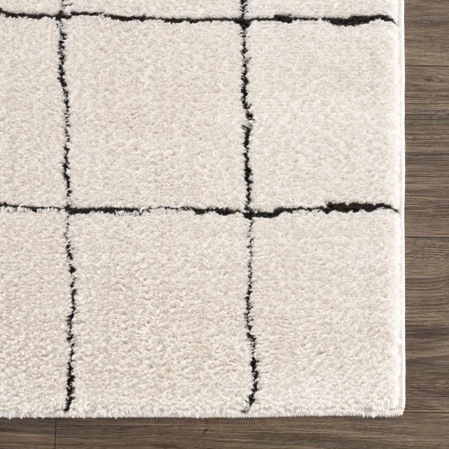 Keanu Off-White Grid Shag Rug - Limited Edition