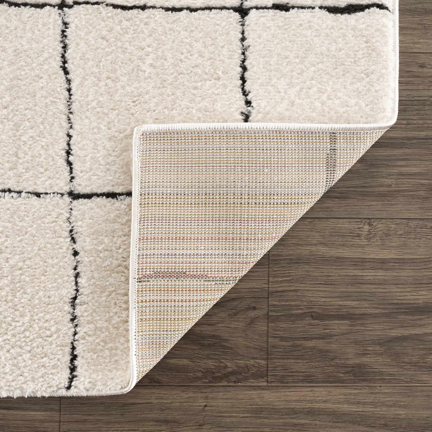 Keanu Off-White Grid Shag Rug - Limited Edition